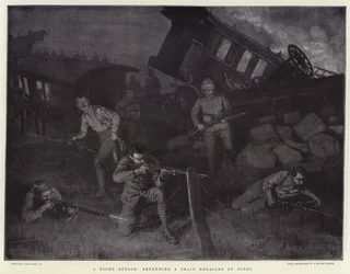 Night Attack, Defending a Train Derailed by Boers